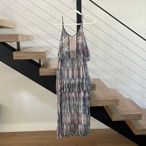 Anthropologie meadow rue tiered metallic dress